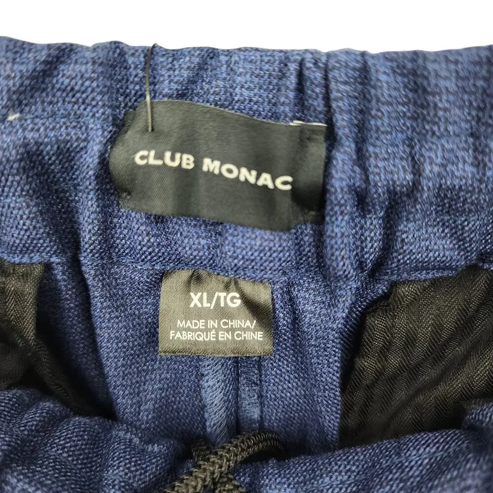 NWT Club Monaco Elastic Drawstring Waist Navy Blue Cuffed Trouser Pants Size XL